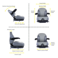 Armrest Seat 116-8912 Suspension Gray fits Exmark Lazer ZE Lazer ZS Lazer ZX