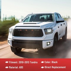 For 2010-2013 Tundra Front Grille Matte Black Honeycomb ABS w/ Lights & Letters