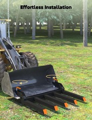 Clamp On Debris Forks to 48 in Bucket,2500 LBS Heavy Duty Pallet Forks,5 Fork
