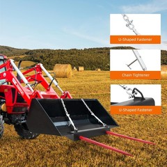 Garvee 4000BLS Universal Hay Bale Spear Tractor Bucket Spike Forks w 2pcs Spears