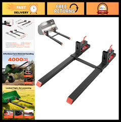 Heavy-Duty 4000 lbs Clamp-On Pallet Forks, 60″ Adjustable Stabilizer Bar for Tra