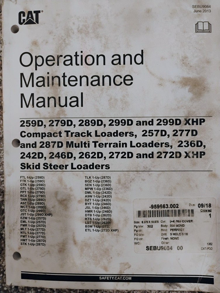 Caterpillar 236D 242D 246D 259D 262D 272D 277D 297D operation and maintenance ma
