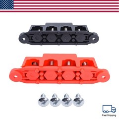 New Red & Black 5/16″ 4 Stud Power Distribution Block -BUSBAR- With Cover