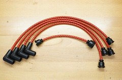 Farmall 404 Row Crop Red & Black Cloth Covered Copper Spark Plug Wire Set IH