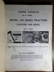 Case 630 Series Gasoline & Diesel Tractor Parts Catalog Manual RI B404 9/64
