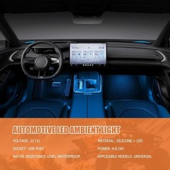 RGB Neon LED Strip Light, 24 LEDs 12V Under Dash Ambient Atmos Color: Ice Blue