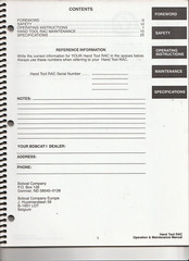 Bobcat Hand Tool RAC S/N 004700101 Operation & Maintenance Manual
