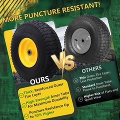 15×6.00-6 Tire and Wheel Assembly (2 Pack),Replacement Riding Lawn Mower Fron…