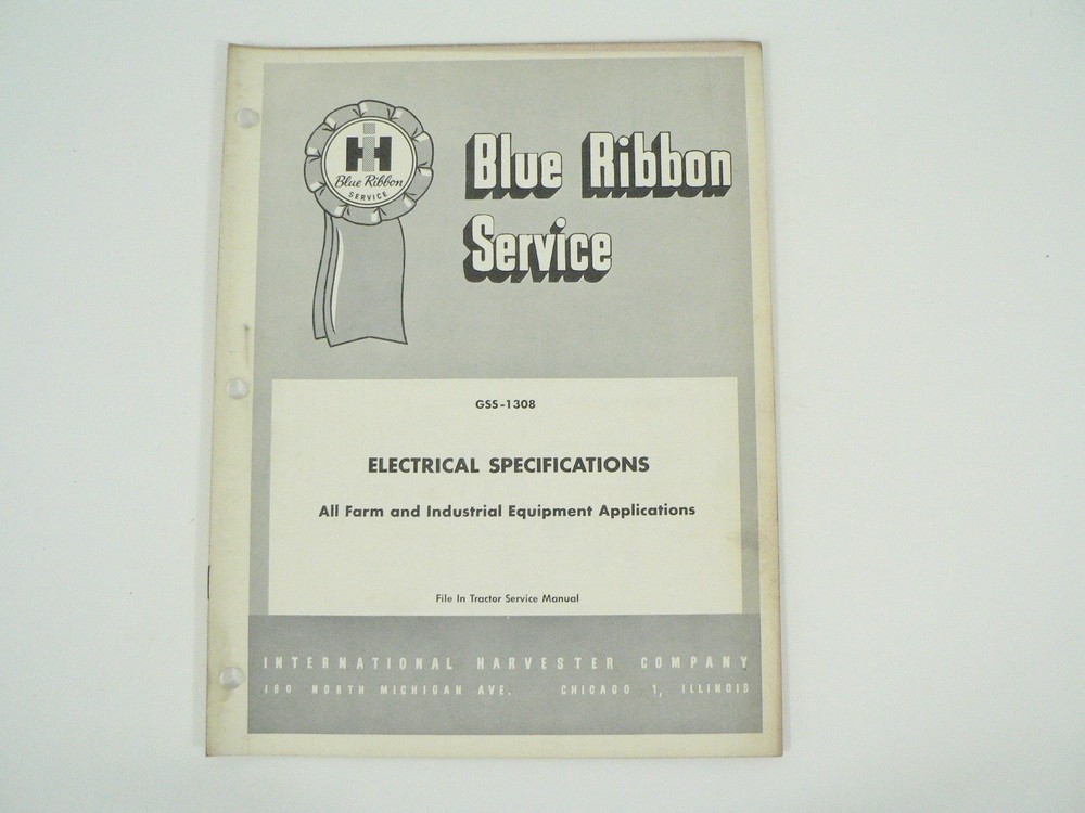 Electrical Specs Farm Industrial Equipment Service Manual Int’l Harvester 1961