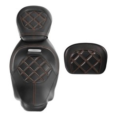 Rider Seat Sissy Bar Trunk Pad Brown Stitch 09-20 Touring Road King Street Glide