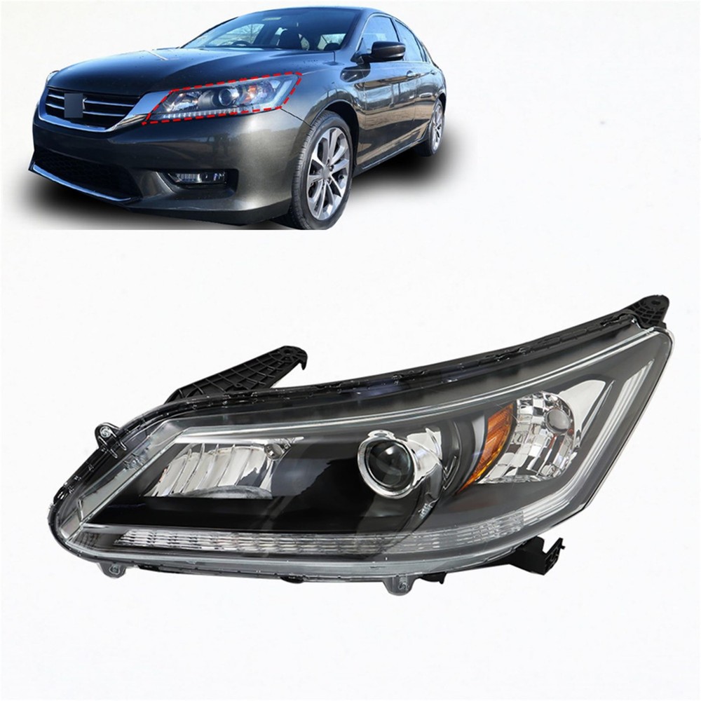 Driver Side Headlight Assembly Halogen w/o DRL Accord 2013-2015 Left 33100T2AA01