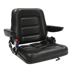 Black Forklift Seat Heavy Duty Vehicle Seat Adjustable 35-180°Tractor Seat