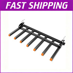 Clamp on Debris Forks 7 Prong 5500 lbs Load Pallet Forks, Fit 68 70 72″ Buckets