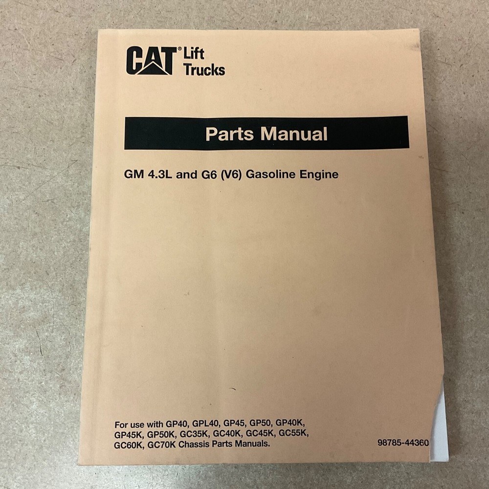 CAT Caterpillar GM 4.3L V6 ENGINE PARTS MANUAL BOOK CATALOG LIST FORK LIFT TRUCK