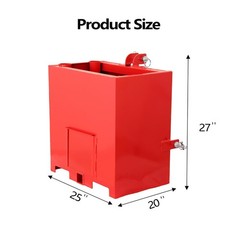 3 Point Ballast Box w/ 2″ Hitch Receiver for Category 1 Tractor Attachment 800LB