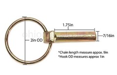 Linch Lynch Pin Ring 7/16” x 1-3/4” w/ Chain Hook Sparex S.148 (PACK of 3)