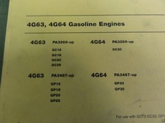 Caterpillar CAT 4G63 4G64 Gasoline Engines Lift Trucks Parts Manual 98715-40020