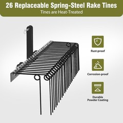 3 Point 60″ Pine Straw Rake Landscape Rake for Cat0 & Cat1 Tractor Attachment