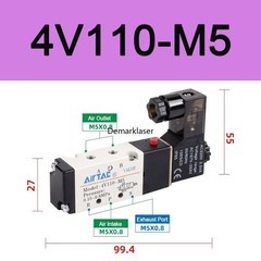 AirTAC 12V 24V 110V 220V Pneumatic Electric Solenoid Air Valve 5 Way 2 Position