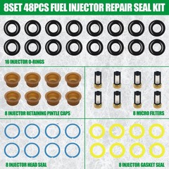 48PCS Fuel Injector Seal Kits, Universal Repair Set Include O-Rings, Pintle C