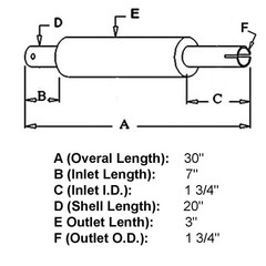 745967-L Vertical Muffler for Long Tractors 260 310 350 360 445 460 510 550