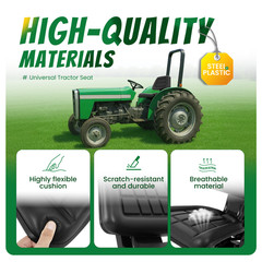 Black Universal Suspension Tractor Seat For John Deere Massey Ferguson Ford
