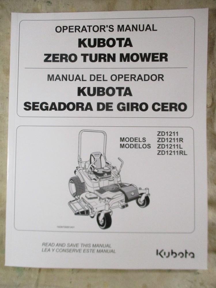 Kubota ZD1211 English Spanish Operators Manual K3441-71261