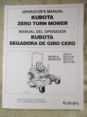 Kubota ZD1211 English Spanish Operators Manual K3441-71261