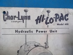 CHAR LYNN MODEL 600 HYDRAULIC POWER UNIT OPERATION & MAINTENANCE MANUAL BOOK