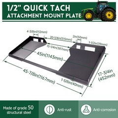 Quick Tach 1/2″ Attachment Mount Plate For Kubota Bobcat Skid Steer Loader