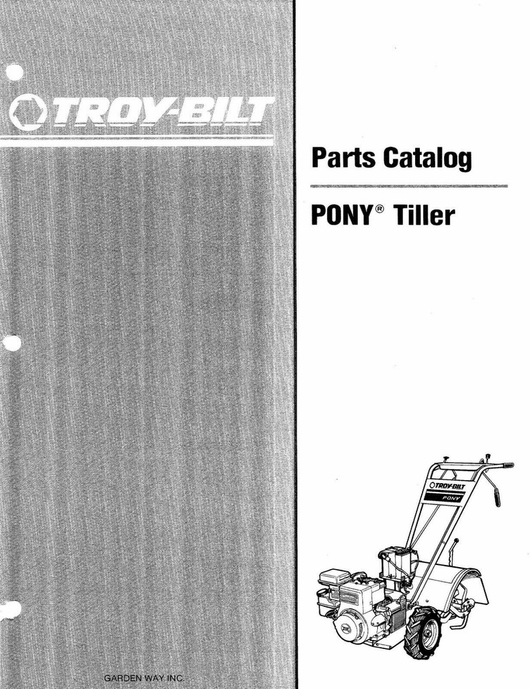 SERVICE PARTS MANUAL FITS 1987-1992 TROY BILT PONY ROTO TILLER