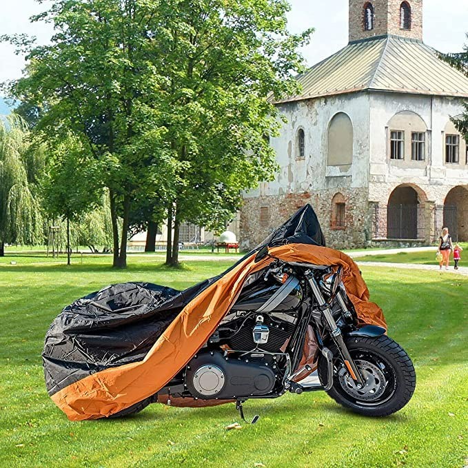 NEW Black and Orange Waterproof Motorcycle Cover XXXL116″ Fits Large Cruisers
