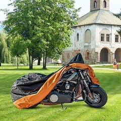 NEW Black and Orange Waterproof Motorcycle Cover XXXL116″ Fits Large Cruisers