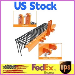 ✨60″ 3-Point Tractor Rake Pine Straw Needle Rake Durable Powder Coated Cat0 Cat1
