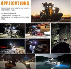 2X LED tractor work light truck floodlight, waterproof 4-inch 24W 2700LMS
