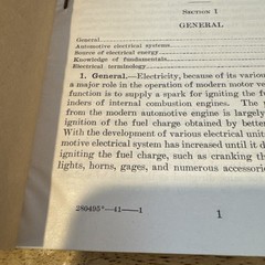 1941 War Department Technical Manual Automotive Electricity TM 10-580 Vintage