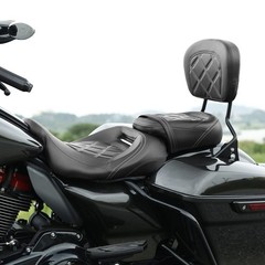 Low-Profile 2-Up Seat & Sissy Bar Pad Fits Touring Road King 09-23 White Stitch