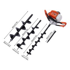 71CC 2 Stroke Post Hole Digger Gas Power Earth Auger Fence Drill w/4″,6″,8″ Bits