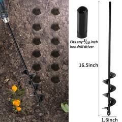 ERYTLLY Auger Drill Bit for Planting 2.5 x16.5inch,Garden Auger Spiral Bulb P
