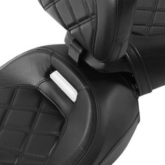 Low-Profile Touring Bike Seat 2-Pc Passenger Seat Sissy Bar Backrest 14-23 Black