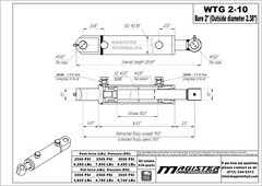 Hydraulic Cylinder Welded Double Acting 2″ Bore 10″ Stroke Tang 2×10 WTG NEW