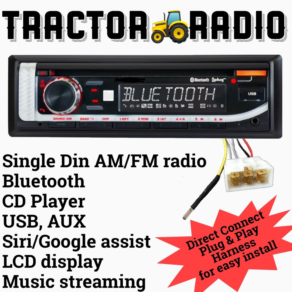 LS Tractor Radio with Easy Plug & Play Harness AM FM Bluetooth CD Player USB