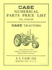 Case A AA AB and OA Tractor Numerical Parts Price List Manual Effective 1942