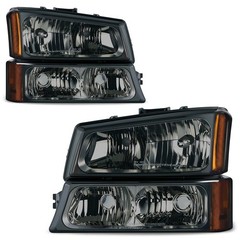 AUTOSAVER88 Headlight Chevy Silverado Avalanche 2003-2006 Smoke Chrome Amber