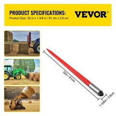 32 Inch Red Spring Steel Hay Bale Spear With High Strength And Powder Coating