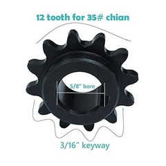 #35 Chain 12 Tooth Chain Sprocket 5/8 Bore 3/16″ Keyway C Type f Size: #35-12T