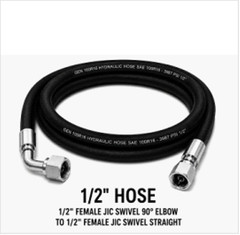 2Wire 1/2″ Hydraulic Hose Assembly #8JIC Female Straight x #8JIC 90degree 3987