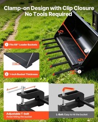 VEVOR 68.5″ Clamp on Debris Forks for Buckets 4560lb Load Heavy Duty Pallet Fork