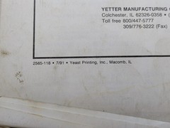 Yetter 3400 & 3500 Series Tool Bar Rotary Hoe Operator’s Manual, Issued 1991