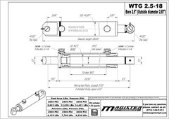 Hydraulic Cylinder Welded Double Acting 2.5″ Bore 18″ Stroke Tang WTG 2.5×18 NEW